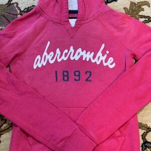 Abercrombie & Fitch Girls Pullover Hoodie – Size XL – Hot Pink w/ White & Navy